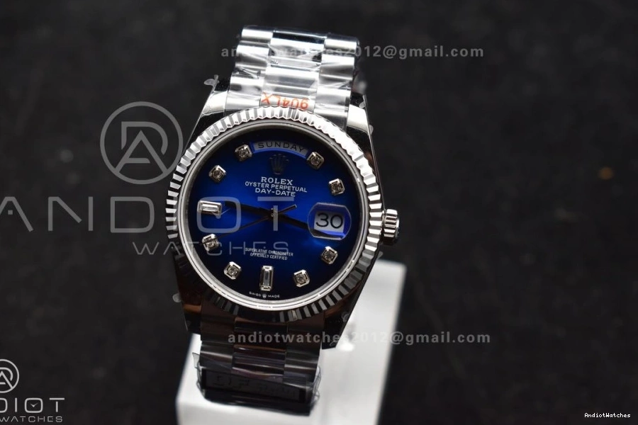 Weight) SS Best 677 Edition 36 QF V5 Dial DayDate on Diamond (Gain Steel FlexibleFit Blue Bracelet vr3255 President 904L 0918